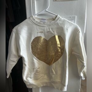 Zara girls cream sweatshirt, gold heart. Size 8-9, super cute, worn once.